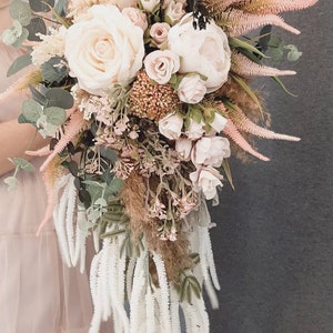 Wedding bouquet, Dusty Rose Bridal bouquet, Cascade bouquet, Blush Wedding bouquet, Dusty Rose Wedding flowers, Silk Bridal bouquet