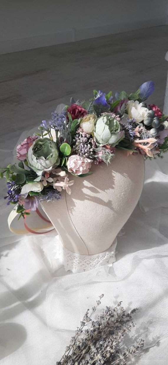 Wild Mint Flower Crown Blush Green Flower Crown Romantic Wedding