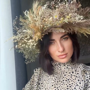 Boho Inspired Large Headpiece | Rustic Dried Flower Crown for a Whimsical Wedding Look