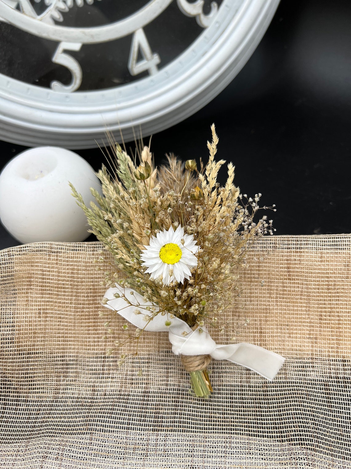 Whimsy Boutineer Whimsical Rustic Boutonniere With Pampas Grass and Dried Flowers for ...