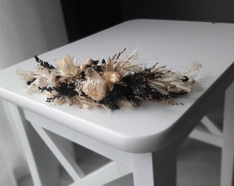 Dried Black Ivory Hair Comb, White black hair comb, Dried hair pin, floral comb, hair clip accessories, wedding accessory, beige black crown