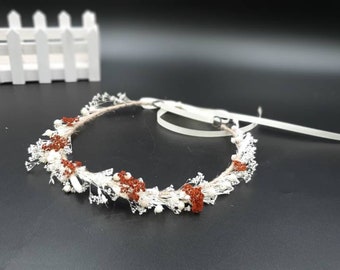 Terracotta rust ivory crown Dried flower crown, orange rust flower crown, Fall flower crown rust dusty orange crown Autumn Floral crown