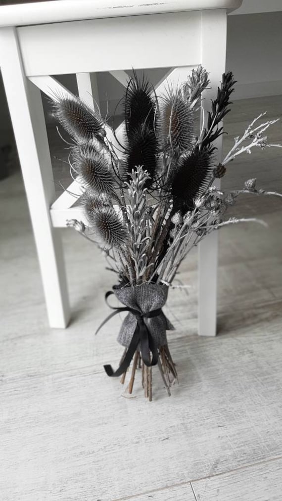 Black dried bouquet, Gothic black bouquet, Halloween bouquet, Dried flower, Rustic bouquet, Black gothic bouquet, Silver dried bouquet