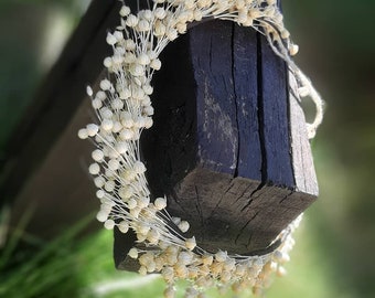 Coroa de flores de gypsophila creme, Coroa de flores secas de gypsophila, Coroa de casamento, Coroa rústica, Coroa boho de flores secas, Coroa de outono