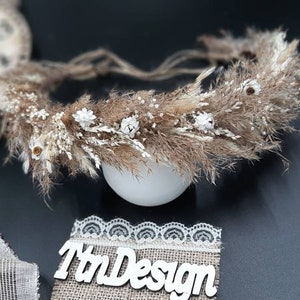 Corona de flores de aliento de bebé crema, corona de flores secas reales de aliento de bebé, corona de boda, corona rústica, corona boho de Gypsophila seca