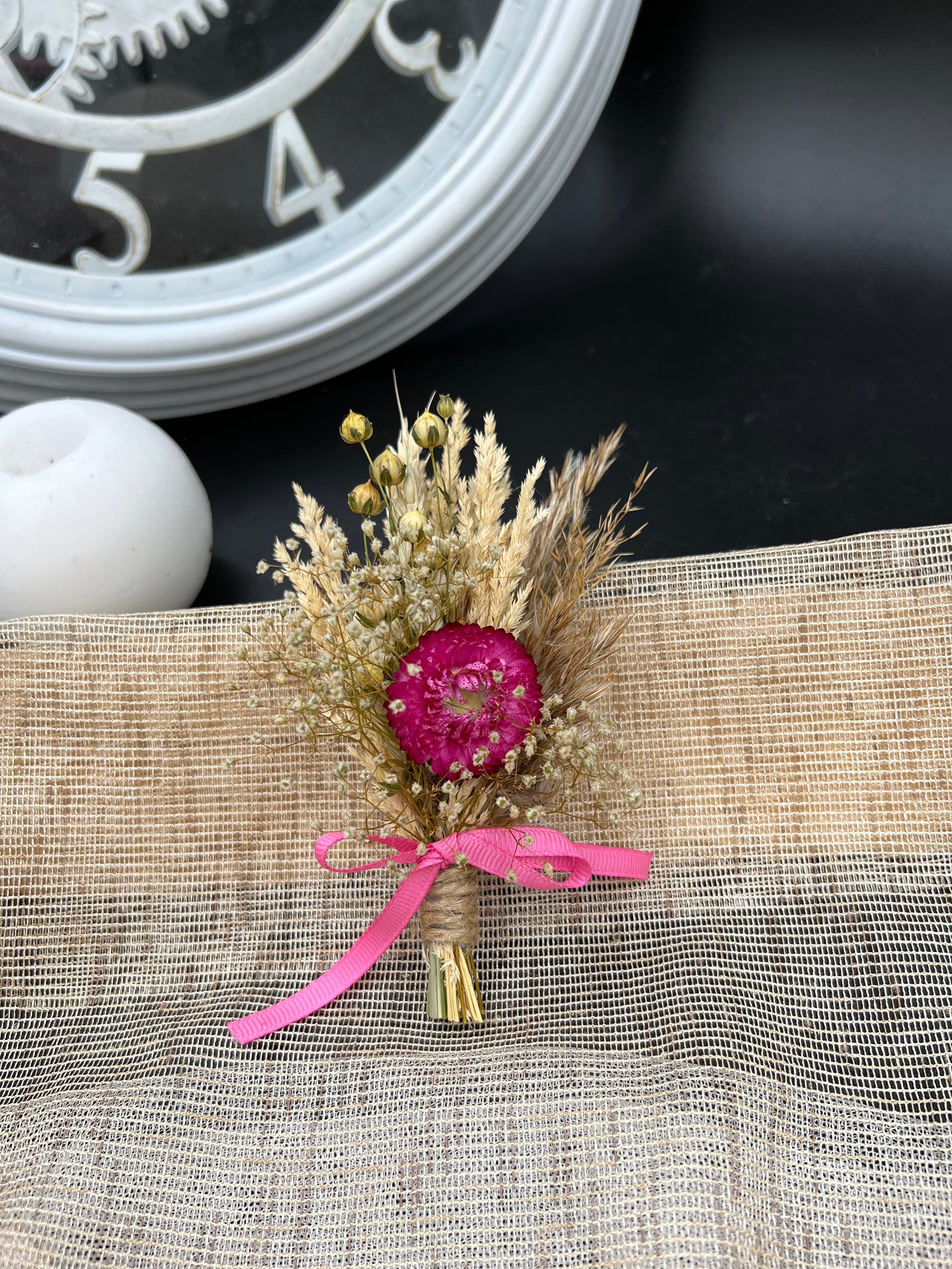 Whimsy Boutineer Whimsical Rustic Boutonniere With Pampas Grass and Dried Flowers for ...