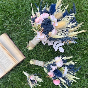 Navy Wedding bouquet,Blush Bridal bouquet,Navy blue & blush bouquet,Navy wedding flowers,silk wedding flowers,bridal flowers,rose bouquet