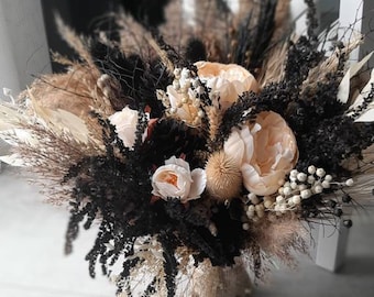 Halloween bouquet for gothic home decor, gorthic black bouquet for halloween wedding, gothic dry flower bouquet halloween wedding flower