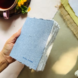 Handmade Cotton Paper Artbook: Deckle Edge, Open Spine Binding, Sketchbook image 8