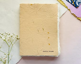 Album da disegno con bordi sfrangiati, realizzato a mano: quaderno da disegno in carta di cotone