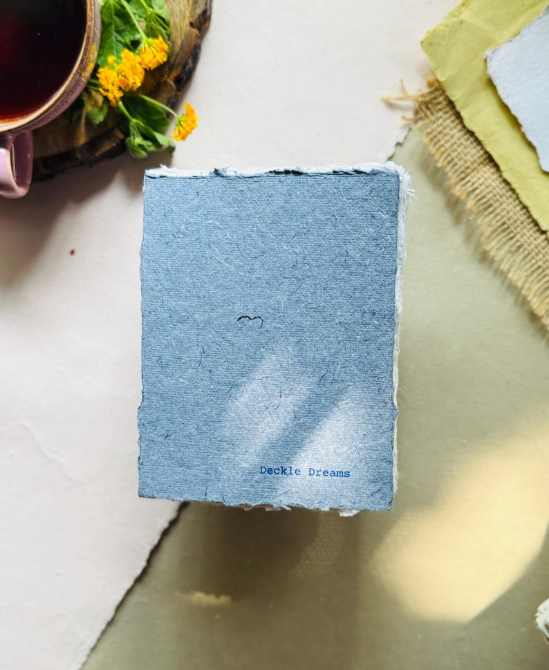 Handmade Cotton Paper Artbook: Deckle Edge, Open Spine Binding, Sketchbook image 6
