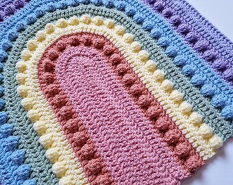 Handmade Crochet Muted Pastel Baby Rainbow Blanket Perfect Gift For New Baby!