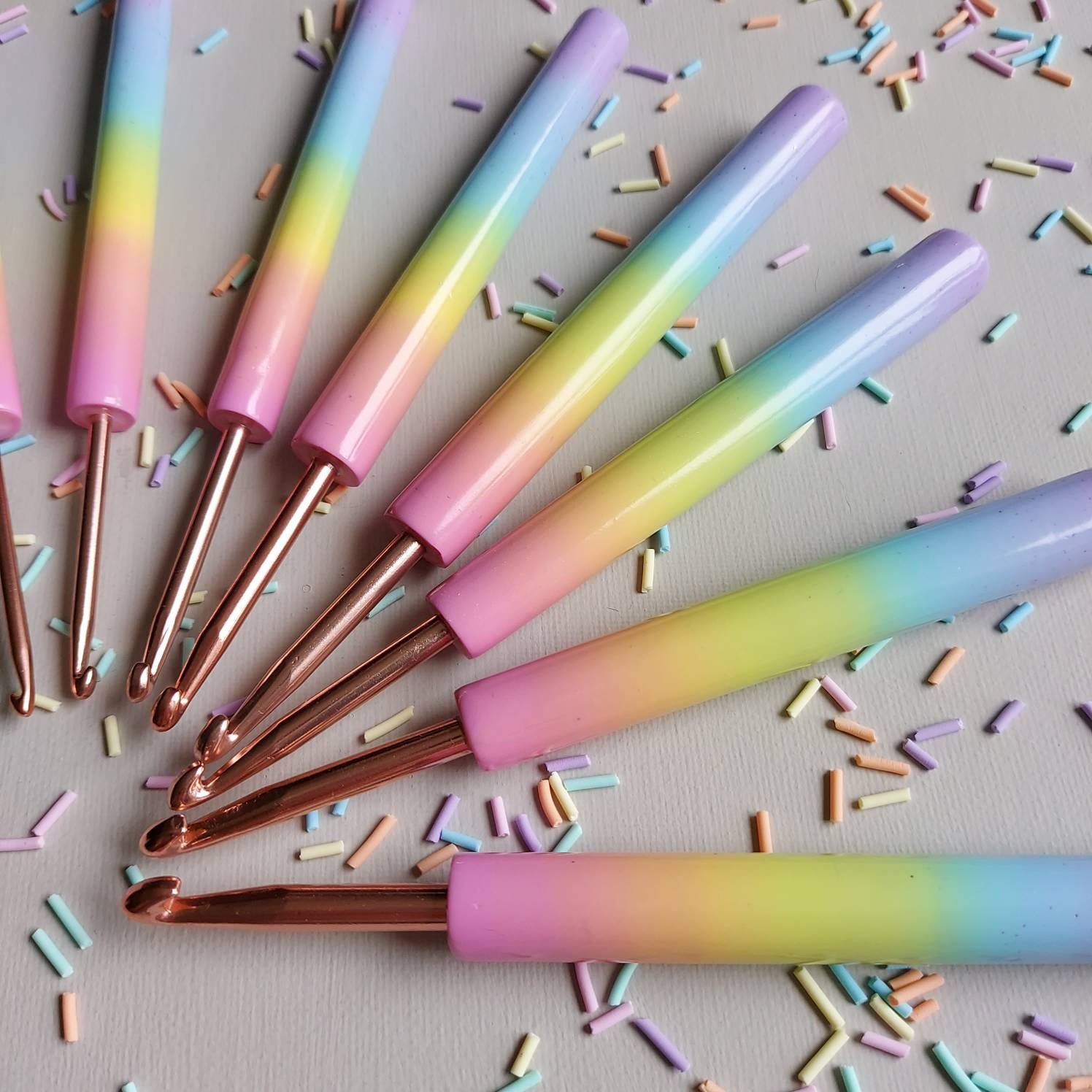 Handmade Polymer Clay Crochet Hook In Ombre Unicorn Sizes 3mm to 6mm …