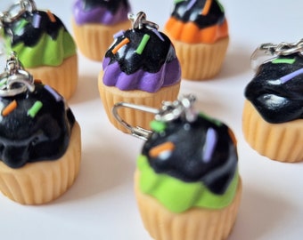 Handmade Polymer Clay Halloween Cupcake Stitch Markers for Crochet or Knitting