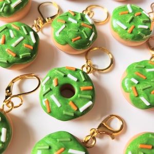 Handmade Polymer Clay St Patrick's Day Doughnut Stitch Marker / Notions / Progress Keeper for Crochet or Knitting