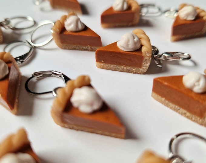 Handmade Polymer Clay Pumpkin Pie Slice Stitch Markers for Crochet or Knitting