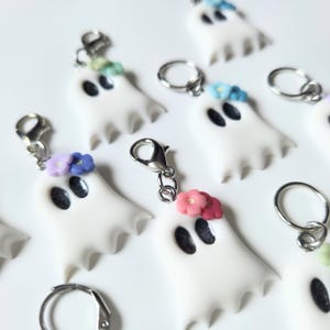 Ghost Stitch Markers – Handmade Polymer Clay, Cute Halloween Knitting & Crochet Accessories Notions