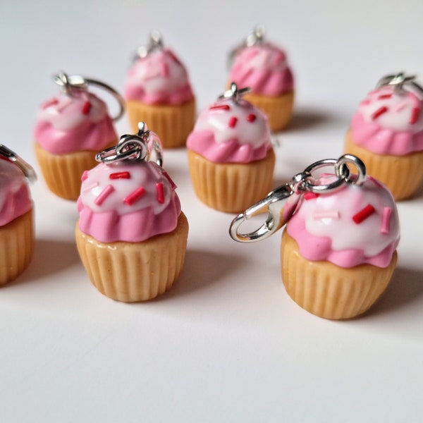 Handmade Polymer Clay Valentines Cupcake Stitch Markers for Crochet or Knitting The Perfect Valentines Gift!