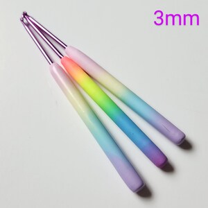End Of Line Rainbow Pastel Neon Daisy Polymer Clay Crochet Hook 3mm to 6.5mm Available Free Stitch Marker With Every Hook! image 3