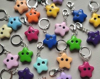 Handmade Polymer Clay Rainbow Cute Star Stitch Markers/Stitch Marker For Knitting And Crochet Set of six Or Individual