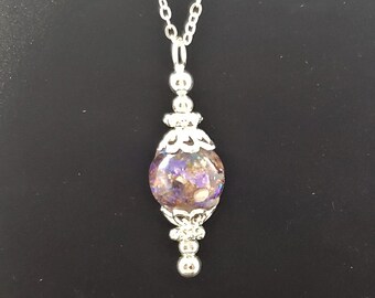 Custom Made One Bead KEEPSAKE Pendant, Made with Your Dried Flowers or Loved Ones Cremation Ashes.