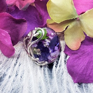 Sterling Silver Adjustable Keepsake Ring Made with your Dried Flowers from Wedding or Funeral Flowers image 2