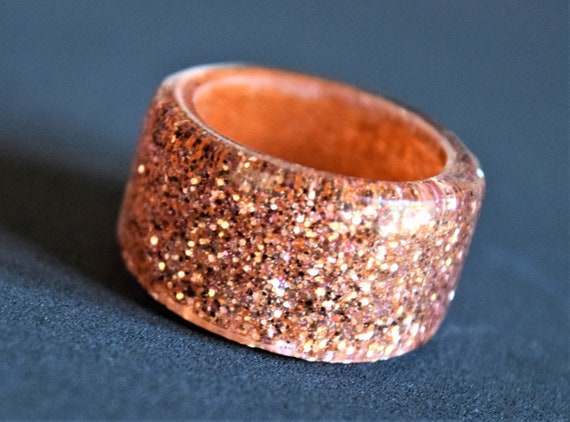 Gold Glittered Resin Ring