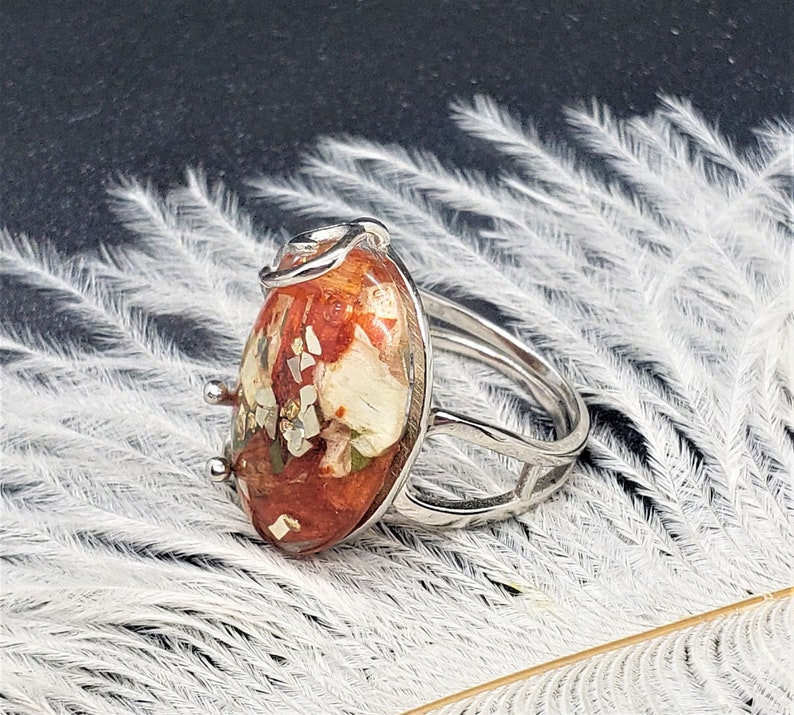 Sterling Silver Adjustable Keepsake Ring Made with your Dried Flowers from Wedding or Funeral Flowers image 6