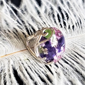 Sterling Silver Adjustable Keepsake Ring Made with your Dried Flowers from Wedding or Funeral Flowers image 1