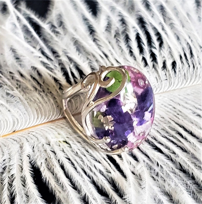 Sterling Silver Adjustable Keepsake Ring Made with your Dried Flowers from Wedding or Funeral Flowers image 1