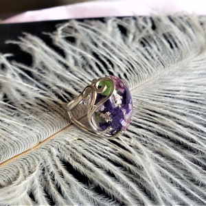 Sterling Silver Adjustable Keepsake Ring Made with your Dried Flowers from Wedding or Funeral Flowers image 4
