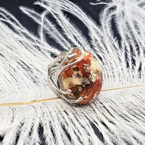 Sterling Silver Adjustable Keepsake Ring Made with your Dried Flowers from Wedding or Funeral Flowers image 5