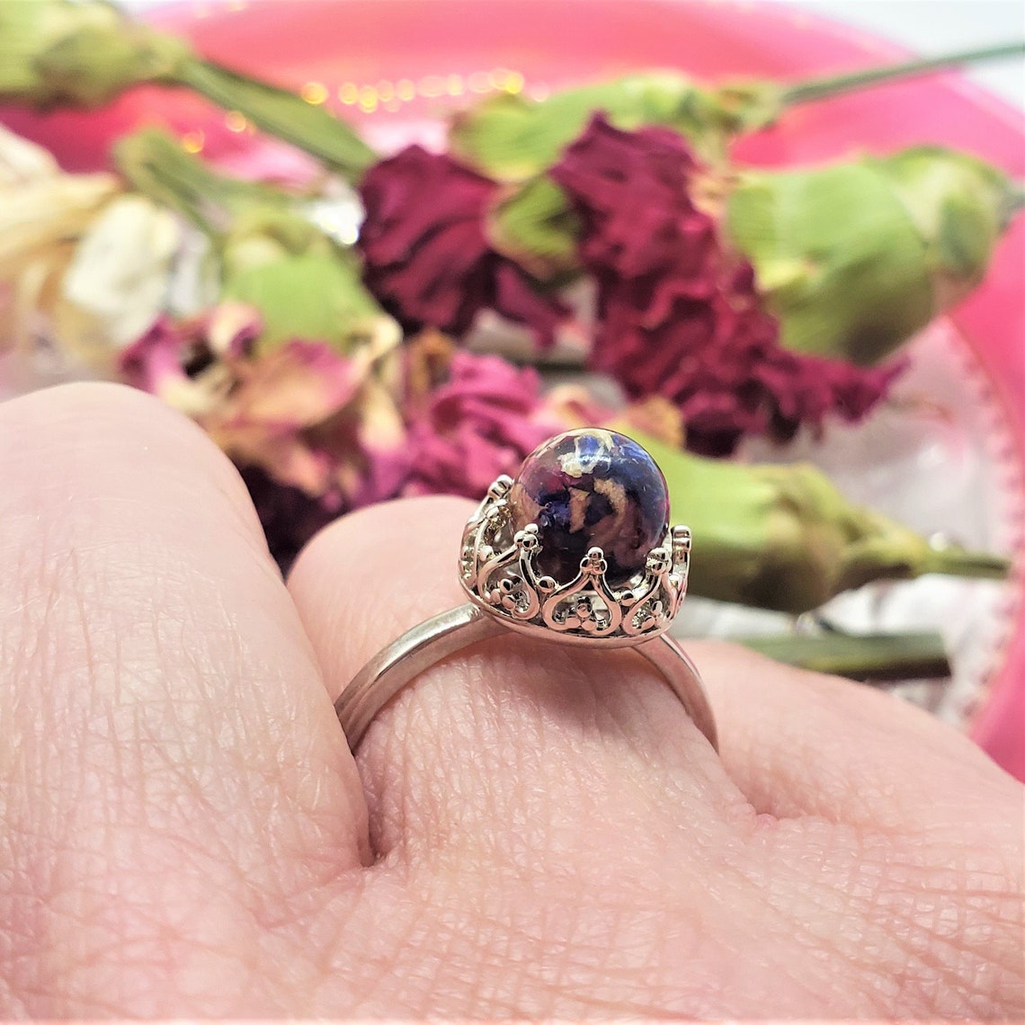 Custom Made Keepsake Ring Made With Your Dried Flowers From Etsy
