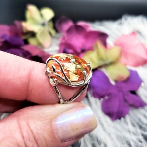 Sterling Silver Adjustable Keepsake Ring Made with your Dried Flowers from Wedding or Funeral Flowers image 8