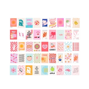 Funky Retro Wand Collage Kit, Groovy Preppy Zimmer Dekor, 60er 70er Jahre bunte Ästhetik, Set von 45 individuellen Drucke 5 x 7 digitaler Download