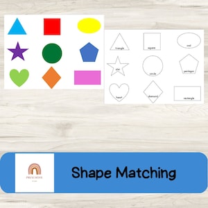 Shape Matching Activity, Shape Game, Preschool Shape Matching Game, Learning Activity, Homeschool Activity, Learning Shapes
