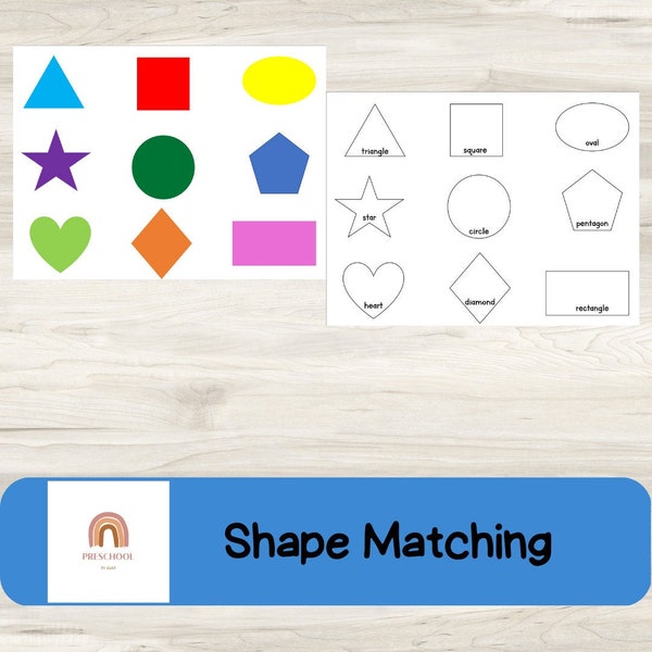 Shape Matching Activity, Shape Game, Preschool Shape Matching Game, Learning Activity, Homeschool Activity, Learning Shapes