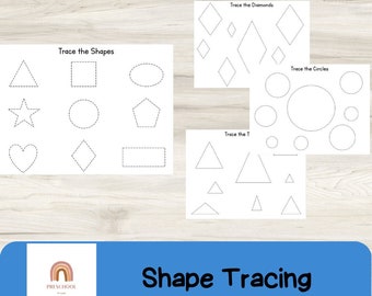 Shape Tracing Worksheet Bundle: Preschool Printable (Digital Download)