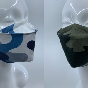 Camo 3D Design Face Masks with Nose Bridge