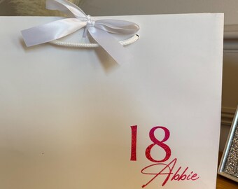 Personalized Milestone Birthday Gift Bag: Laminated Cotton Rope Handle