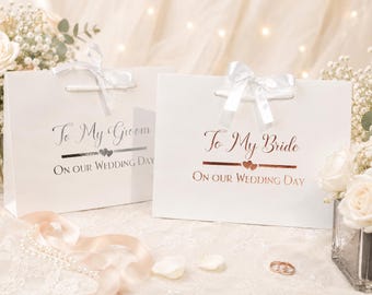 Personalized Wedding Day Gift Bags: Bride & Groom