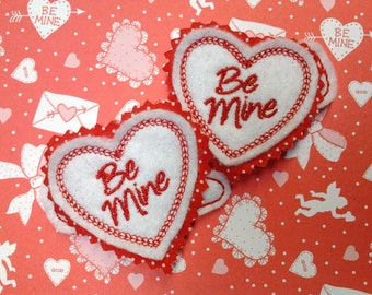 Valentine's Day Be Mine Heart Felt Clippie Hair Clip by Love Bugs Co.