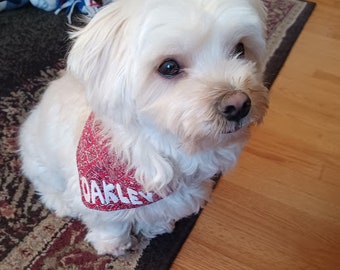 Custom Dog Bandana Over Collar with Personalized Embroidery by Love Bugs Company