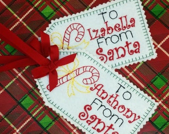 Santa Tag Felt Embroidered Personalized by Love Bugs Company