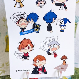 Feuille d'autocollants en vinyle résistant à l'eau Persona 3 Meme