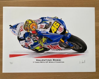 Valentino Rossi Limited Edition Giclée A3 Print