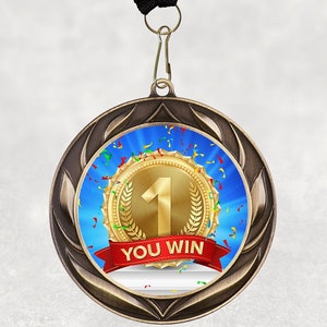 Custom 2.75&quot; Full Color Medals - Custom Event Medals, Custom Gold Medals - Includes Neck Ribbon -No Minimum -Add Your Own Photo, Logo & Text