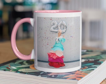 Taza con foto personalizada: Taza de café rosa de dos tonos de 15 oz