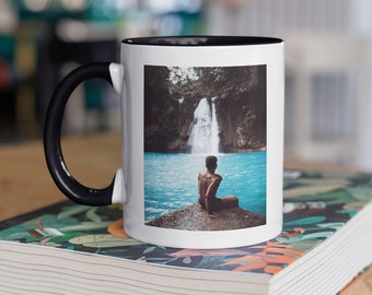 Custom 15oz Black & White Premium Mug - Personalized Large Two Tone Coffee Mug - Custom Black + White Photo Mug -Add Your Own Photo and Text