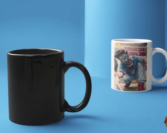 Custom Color Changing Photo Mug: 11oz Black Magic Mug with Your Text & Logo